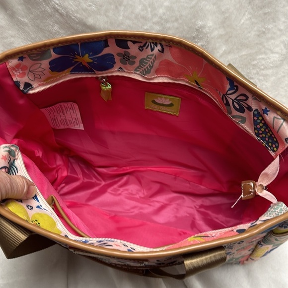 Cute & Colorful Lily Bloom Tropical Pineapple Satchel Shoulder Tote Travel Bag - Picture 7 of 9